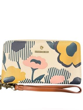 Spartina 449 floral white wallet wristlet blue pink yellow